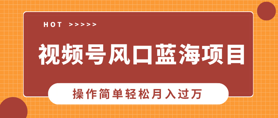 视频号风口蓝海项目，中老年人的流量密码，操作简单轻松月入过万-清创圈