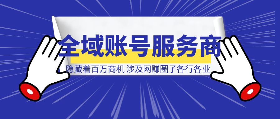 【全域账号服务商】一个最不起眼的小众赛道，隐藏着百万商机，涉及网赚圈子各行各业