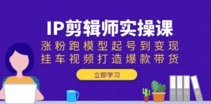IP剪辑师实操课：涨粉跑模型起号到变现，挂车视频打造爆款带货-优创圈