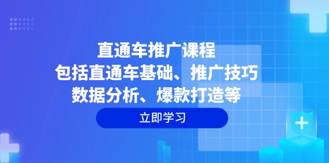 直通车推广课程：包括直通车基础、推广技巧、数据分析、爆款打造等-创富新天地