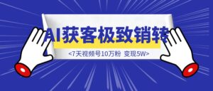 AI获客+极致销转：7天视频号10万粉，变现5W-优创圈