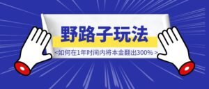 野路子资金放大法，如何在1年时间内将本金翻出300%-优创圈