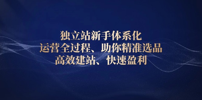 独立站新手体系化 运营全过程，助你精准选品、高效建站、快速盈利-优创圈