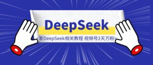 我发DeepSeek相关教程,视频号2天万粉!-优创圈