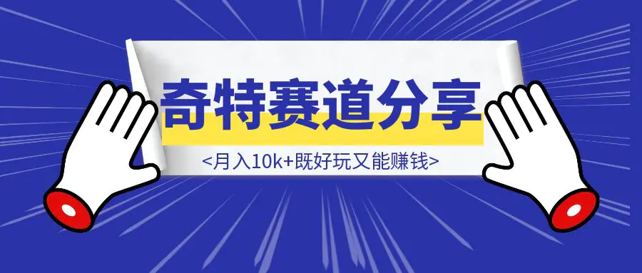 图片[1]-月入10K+既能玩又能赚钱的奇特赛道分享-胜创圈