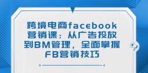 跨境电商facebook营销课：从广告投放到BM管理，全面掌握FB营销技巧-优创圈