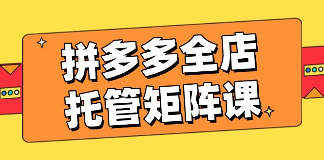 拼多多全店托管矩阵课，盈利动销玩法，高效计划设置，提升店铺效益-云创优业