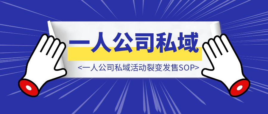 一人公司私域活动裂变发售SOP-优创圈