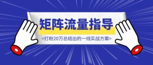 矩阵流量指导手册【打粉20万总结出的一线实战方案】-优创圈