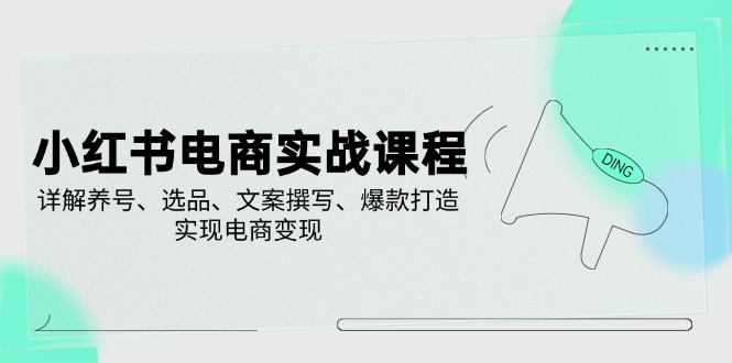 小红书电商实战课程，详解养号、选品、文案撰写、爆款打造，实现电商变现-胜创圈