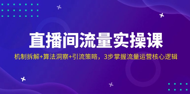 直播间流量实操课：机制拆解+算法洞察+引流策略，3步掌握流量运营核心逻辑-胜创圈