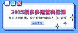2025拼多多运营实战课，从开店到直播，全方位助力电商人（40节课）-优创圈