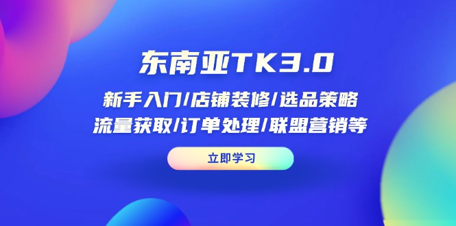 东南亚TK3.0：新手入门/店铺装修/选品策略/流量获取/订单处理/联盟营销等-伙伴笔记