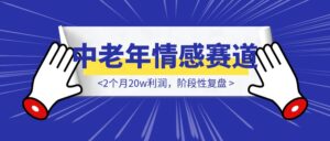 中老年情感赛道，2个月20w利润，阶段性复盘-优创圈