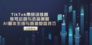 TikTok带货训练营，账号运营与选品策略，AI脚本生成与直播复盘技巧-优创圈