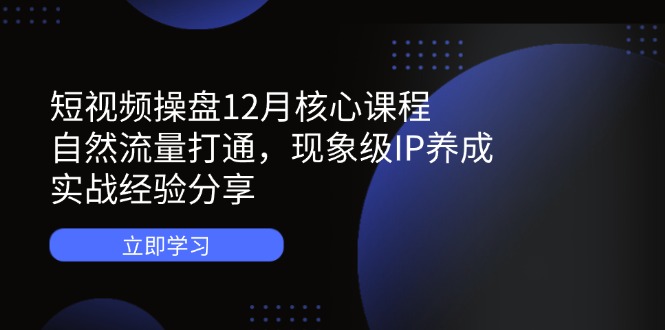 短视频操盘12月核心课程：自然流量打通，现象级IP养成，实战经验分享-胜创圈