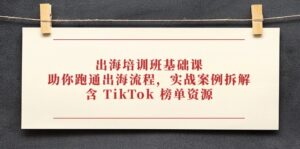 出海培训班基础课，助你跑通出海流程，实战案例拆解，含 TikTok 榜单资源-优创圈