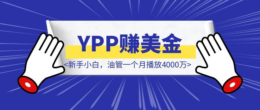新手小白，油管一个月播放4000万，通过YPP赚美金