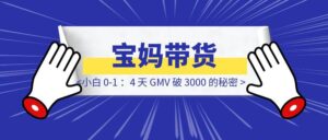 宝妈带货小白 0-1 ：4 天 GMV 破 3000 的秘密-优创圈