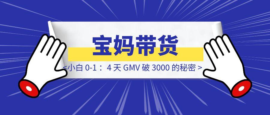 宝妈带货小白 0-1 ：4 天 GMV 破 3000 的秘密-胜创圈