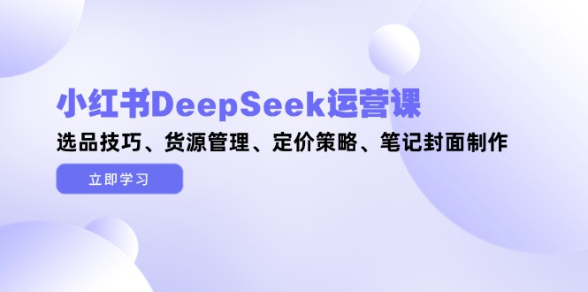 小红书DeepSeek运营课，选品技巧、货源管理、定价策略、笔记封面制作-聚创学社