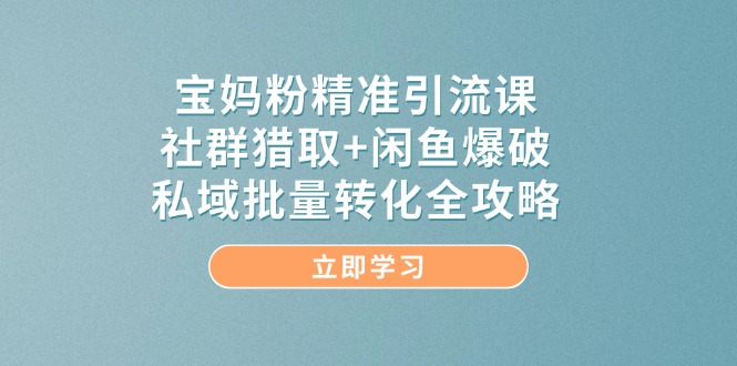 宝妈粉精准引流课，社群猎取+闲鱼爆破，私域批量转化全攻略-聚创学社