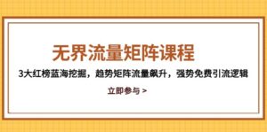 无界流量矩阵课程，3大红榜蓝海挖掘，趋势矩阵流量飙升，强势免费引流逻辑-优创圈