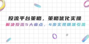 投流平台策略,策略优化实操,解决投流5大痛点,4步实现精准引流-优创圈