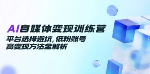 AI自媒体变现训练营,平台选择避坑,低粉账号高变现方法全解析-优创圈