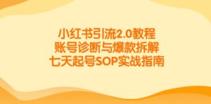 小红书引流2.0教程，账号诊断与爆款拆解，七天起号SOP实战指南-优创圈