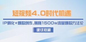 短视频4.0时代机遇：IP孵化+爆款创作，揭秘1500w流量爆款方法论-优创圈
