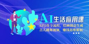 AI生活应用课：AI写作全流程，绘画创意生成，古人跳舞视频，赚钱思维解析-优创圈