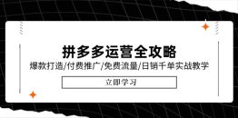 拼多多运营全攻略，爆款打造/付费推广/免费流量/日销千单实战教学/6月更新