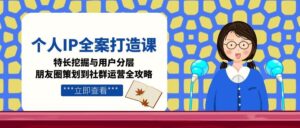 个人IP全案打造课，特长挖掘与用户分层，朋友圈策划到社群运营全攻略-优创圈