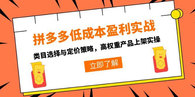 拼多多低成本盈利实战，类目选择与定价策略，高权重产品上架实操-伙伴笔记