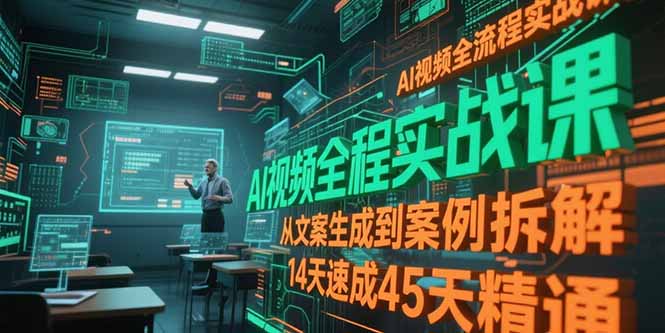 AI视频全流程实战课，从文案生成到案例拆解，14天速成45天精通-优创圈
