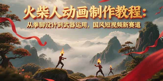 火柴人动画制作教程：从拳脚设计到武器运用，国风短视频新赛道-优创圈