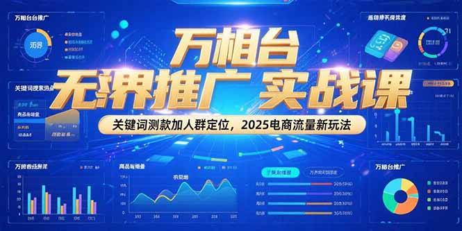 万相台无界推广实战课，关键词测款加人群定位，2025电商流量新玩法-轻创圈