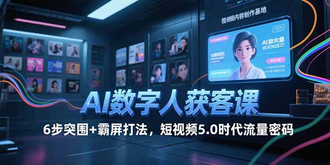 AI数字人获客课，6步突围+霸屏打法，短视频5.0时代流量密码-取盛轻创
