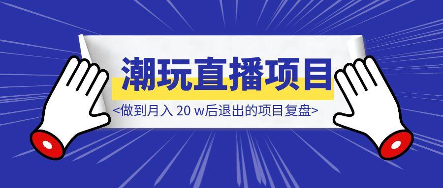 潮玩直播项目，如何从起号到放大，做到月入 20 w后退出的项目复盘-胜创圈