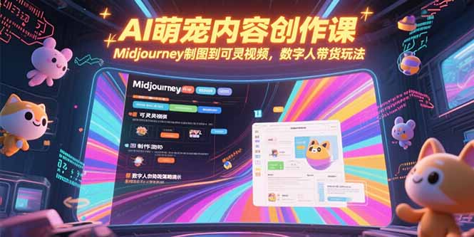 AI萌宠内容创作课，Midjourney制图到可灵视频，数字人带货玩法-云创优业