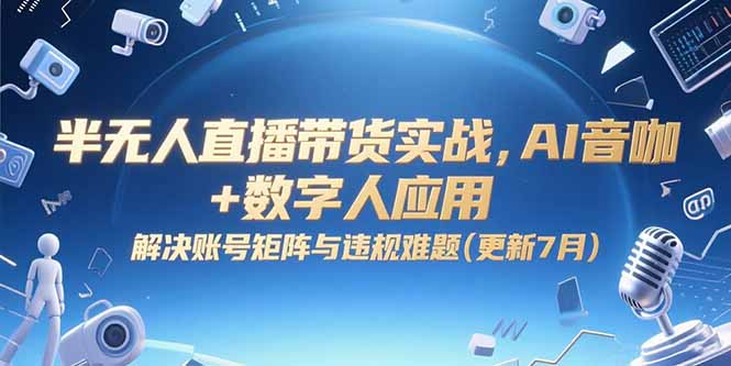 半无人直播带货实战，AI音咖+数字人应用 解决账号矩阵与违规难题(更新7月)-胜创圈