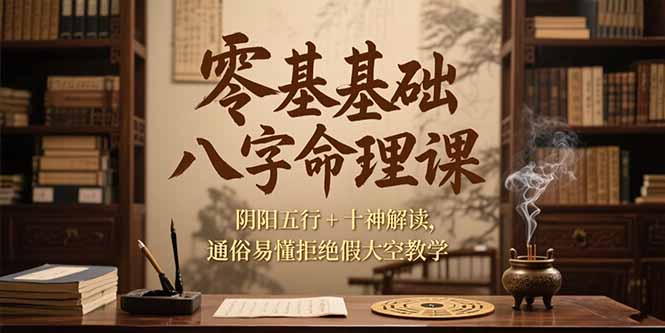 零基础八字命理课，阴阳五行+十神解读，通俗易懂拒绝假大空教学-点创网