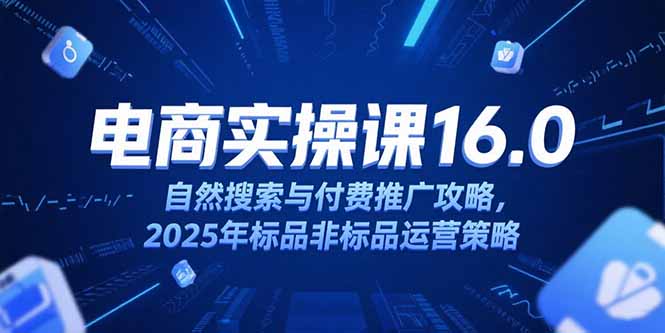 淘宝电商运营课16.0，自然搜索与付费推广攻略，2025年标品非标品运营策略-聚创学社