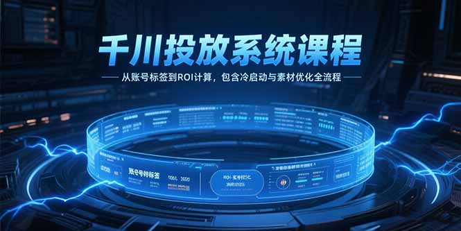 千川投放系统课程，从账号标签到ROI计算，包含冷启动与素材优化全流程-点创网