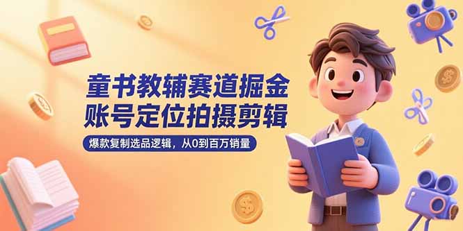 童书教辅赛道掘金，账号定位拍摄剪辑，爆款复制选品逻辑，从0到百万销量-云创优业