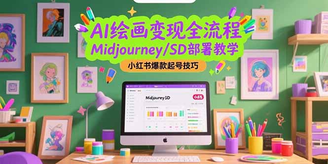 AI绘画变现全流程，Midjourney/SD部署教学，小红书爆款起号技巧-云创优业
