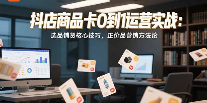 抖店商品卡0到1运营实战：选品铺货核心技巧，正价品营销方法论-云创优业