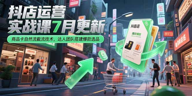 抖店运营实战课7月更新，商品卡自然流截流技术，达人团队搭建爆款选品-点创网