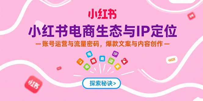 小红书电商生态与IP定位，账号运营与流量密码，爆款文案与内容创作-伙伴笔记